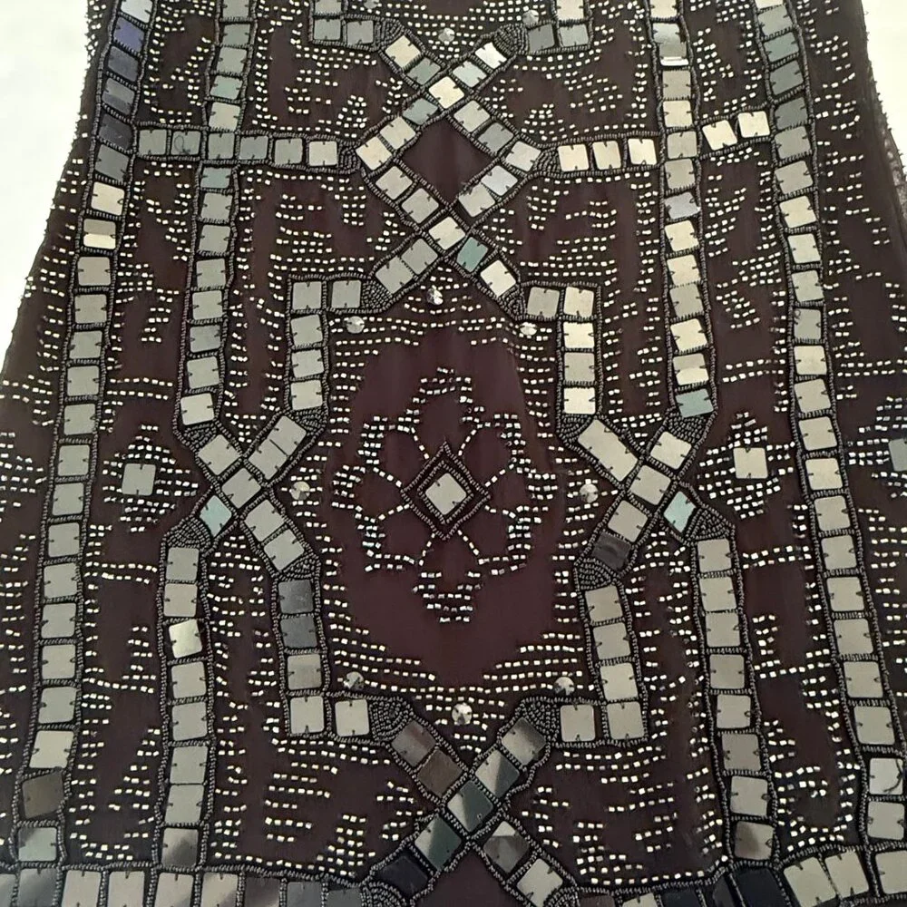 Free People‎ Speak Easy Black Beaded Sequin Mini Dress Size 0